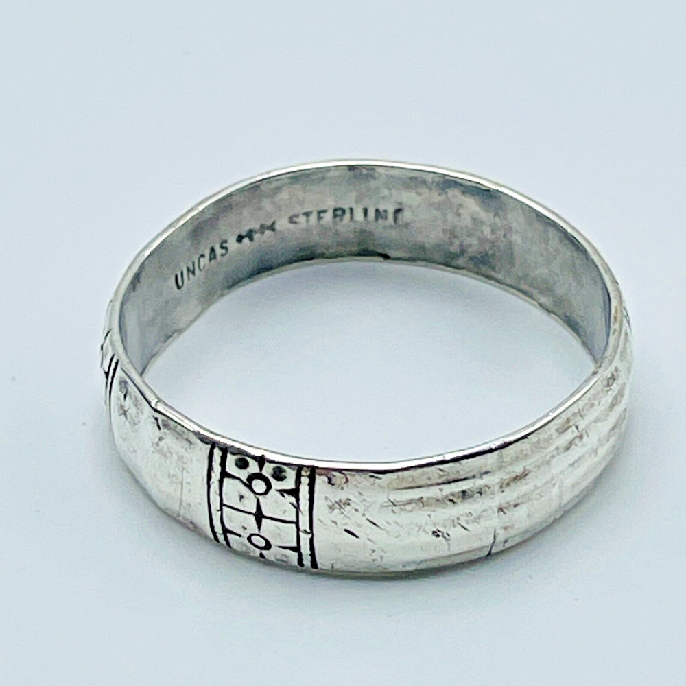 Vintage Uncas Sterling Silver Floral Ring Size 9.75 Stackable Unisex 5.4mm Band